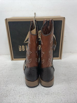 New Youth Brown DBL Barrel Cowboy Boots. 4475202 5.5 5 1/2. 24-143