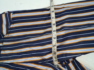 New Vintage Blue And Brown Striped Fenton Polyester Pants #656 SS-76