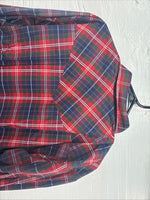 New Men’s ELY Plains Red Blue Plaid Long Sleeve Pearl Snap 16.5 Large V-96