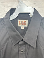 New Men’s ELY Cattleman Black Short Sleeve Pearl Snap 16.5 Large X-16