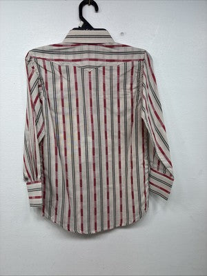 New Boys White Horse Red Stripe Long Sleeve Pearl Snap Small DD-112