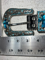 New Black Genuine Leather Blazin Roxx Blue Cross Bling M Belt #N3520401 Z-2