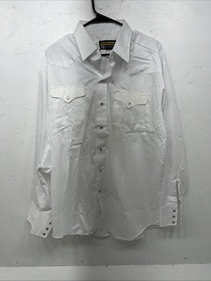 New Men’s White Panhandle Slim Long Sleeve Pearl Snap Shirt. 17.5x35 XL S-9