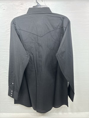 New Men’s White Horse Black Wolf Design Long Sleeve Pearl Snap Large AA-46 