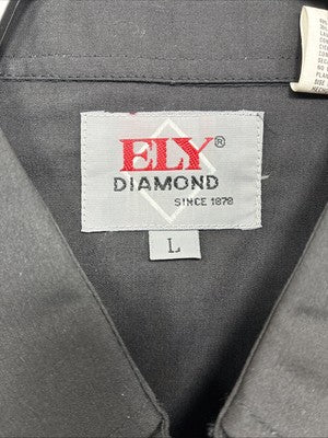 New Men’s ELY Diamond Black Western Design Long Sleeve Pearl Snap Large AA-17