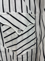 New Men’s H Bar C Black White Stripe Long Sleeve Pearl Snap 16.5 X 34 Large R-28