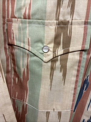 New Men’s ELY Cattleman Camo Design Long Sleeve Pearl Snap 16 Large Q-97