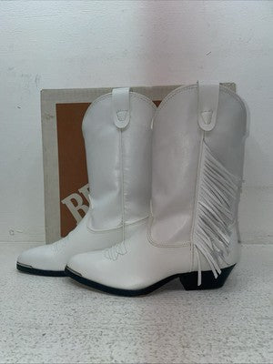 New Kids White With Fringe Bronco Cowboy Boots. C 1877 2 D. 23-132