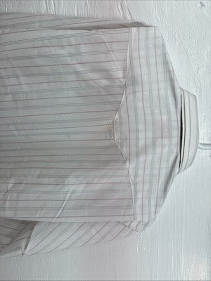 New Men’s H Bar C White Stripe Long Sleeve Pearl Snap 16 X 34 Large Q-61