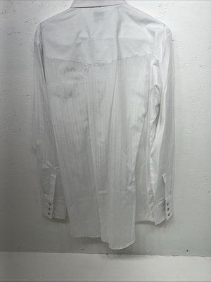 New Men’s White ELY Cattleman Long Sleeve Pearl Snap Shirt. Tall Large P-58