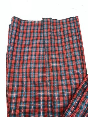 New Vintage Blue And Red Plaid Polyester Pants #5423719 3A-125