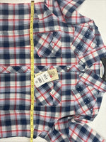 New Women’s Cumberland Blue Red Plaid Long Sleeve Pearl Snap 2XL GG-14