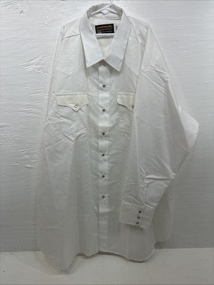 New Men’s Panhandle Slim White Designed Long Sleeve Pearl Snap 19 3XL M-81