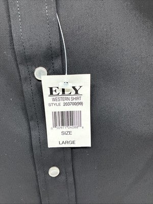 New Men’s ELY Cattleman Black Eagle Designed Short Sleeve Pearl Snap Large T-65