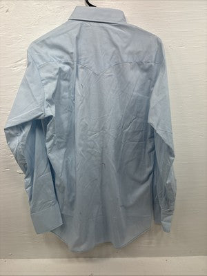 New Men’s H Bar C Baby Blue Long Sleeve Pearl Snap 15.5 Medium K-101