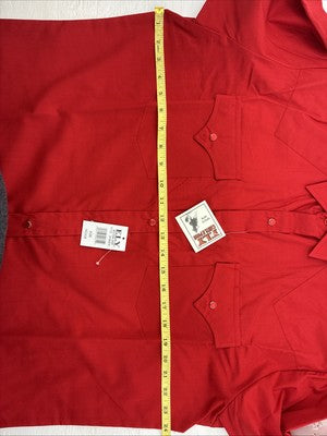 New Men’s ELY Cattleman Red Long Sleeve Pearl Snap 16.5 X 35 Large AA-56
