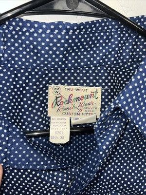 New Mens Blue Rockmount Ranch Wear Pearl Snap Long Sleeve Shirt 15.5x35 M P-22
