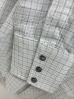 New Men’s H Bar C White Blue Plaid Long Sleeve Pearl Snap Larg M-37