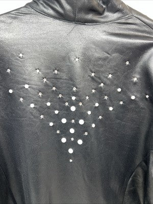 New Women’s Black White Leather Jacket 2XL RR-22