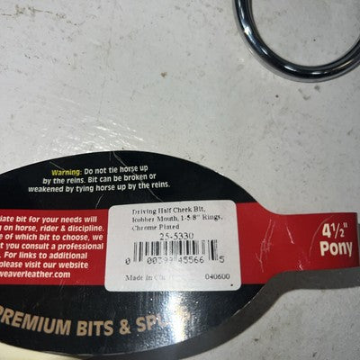 New Weaver 4 1/2” Driving Half Cheek Rubber Pony Bit #25-5330 BB-510