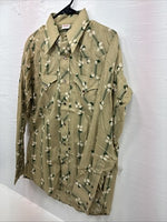New Men’s ELY Plains Yellow Green Floral Long Sleeve Pearl Snap 15.5 Medium T-11