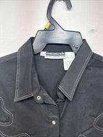 New Women’s Panhandle Slim Black Short Sleeve Pearl Snap Size Large TT-48