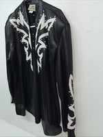 New 1849 Authentic Ranchwear Black White Leather Show Jacket 3XL QQ-13