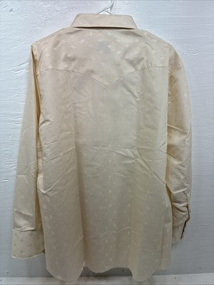 New Men’s H Bar C Tan Designed Long Sleeve Pearl Snap 17 X 34 XL X-104