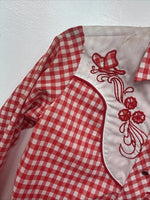 New Women’s Miss Rodeo Red Checker Long Sleeve Pearl Snap Small KK-27