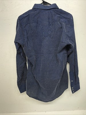 New Mens Blue Rockmount Ranch Wear Pearl Snap Long Sleeve Shirt 15.5x35 M P-22