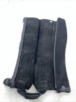New Tough 1 Equi-grip Black Suede Leather Half Chaps XL #63-66 H-514