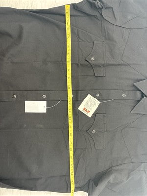 New Men’s ELY Cattleman Black Short Sleeve Pearl Snap 16.5 Large X-16