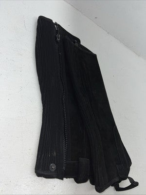 New Tough 1 Equi-grip Black Suede Leather Half Chaps XL #63-66 H-514