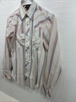 New Kids Champion Western White Stripe Long Sleeve Pearl Snap Size 16 CC-90