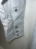 New Men’s Blue Panhandle Slim Long Sleeve Pearl Snap Shirt 15x34 M P-78