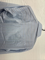New Men’s ELY Cattleman Blue Stripe Design Long Sleeve Pearl Snap 15 Medium X-99