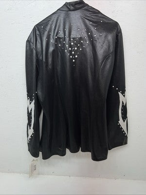 New 1849 Authentic Ranchwear Black White Leather Show Jacket 3XL QQ-13