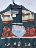 New Women’s Roughrider Western Design Long Sleeve Button Up Crop Small YY-52