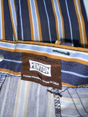 New Vintage Blue And Brown Striped Fenton Polyester Pants #656 SS-76