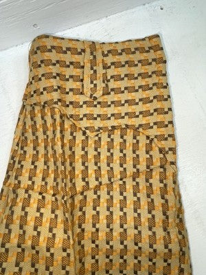 New Vintage Brown Checkered Ranchmount Polyester Pants #7390 SS-88
