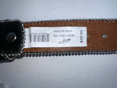 New Black Genuine Leather Blazin Roxx Silver Bling Cross XL Belt #N3510401 Z-66