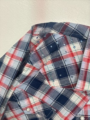 New Women’s Cumberland Blue Red Plaid Long Sleeve Pearl Snap 2XL GG-14
