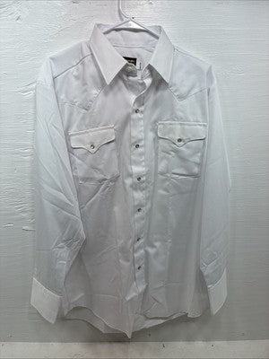 New Men’s Panhandle Slim White Long Sleeve Pearl Snap 16.5 Large CC-59