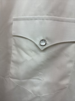 New Men’s H Bar C White Simple Short Sleeve Pearl Snap 16 Large Q-26