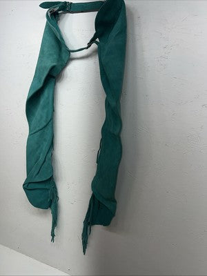 NOS Turquoise Whitman Show Chaps With Fringe Adjustable Waist 35” Small L-26