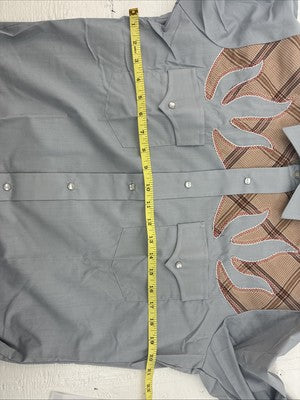 New Men’s Champion Western Gray Sensing Long Sleeve Pearl Snap 16 Large X-1