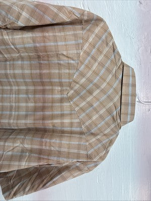 New Men’s ELY Cattleman Tan Plaid Short Sleeve Pearl Snap XL R-39