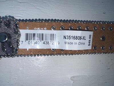 New Black Genuine Leather Blazin Roxx Bling Cross XL Belt #N3516806 NN-121