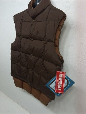 New Men’s Brown Comfy Reversible Puffer Vest Medium #5632 S-605