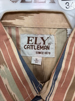 New Men’s ELY Cattleman Camo Design Long Sleeve Pearl Snap 16 Large Q-97